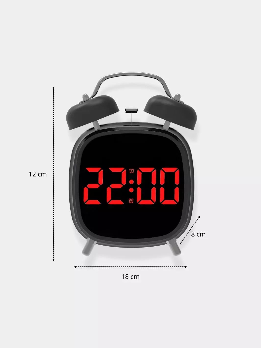 Réveil cloche digital noir-dimensions