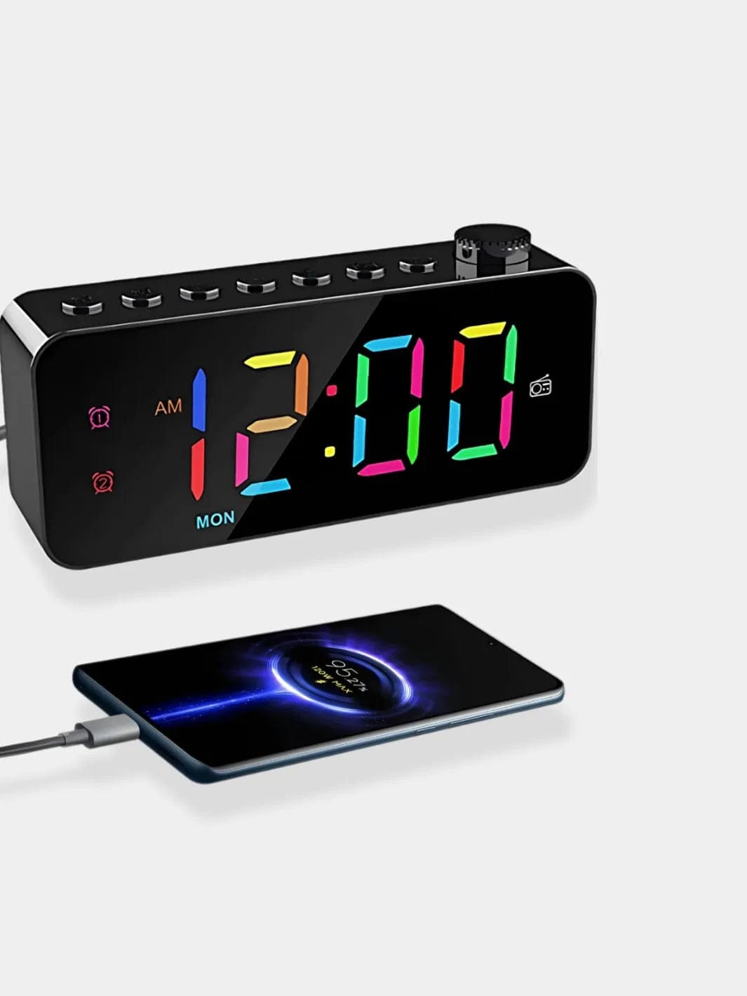 Radio Réveil POSS PSCR35 Avec Chargeur Sans Fil Pour Téléphone - Noir - NEUF