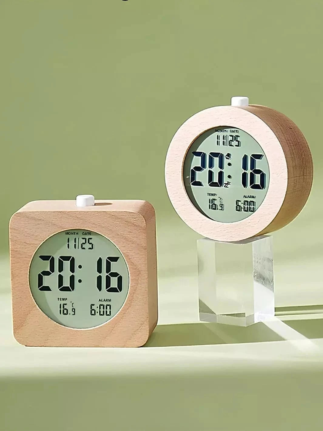 Réveil digital bois LED