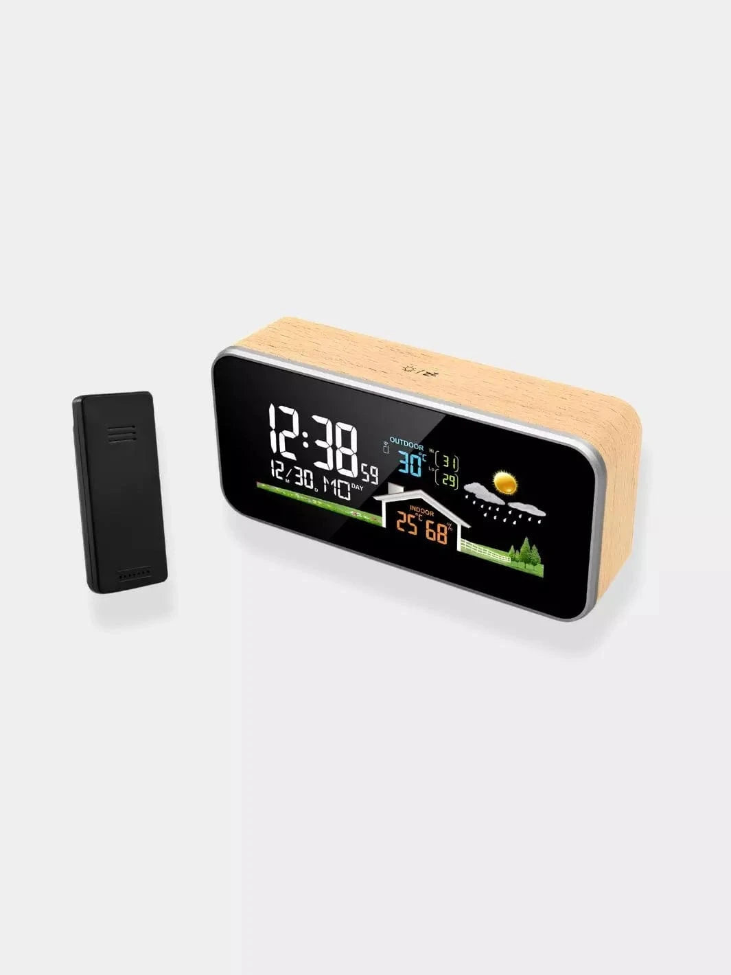 Réveil station météo bois