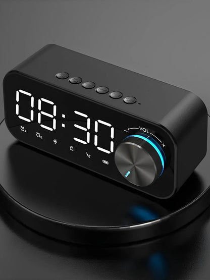 1pc LED Mirror Super Bass Loudspeaker Wireless  Speaker Digital Alarm Clock MP3 FM Radio Music Player Noir