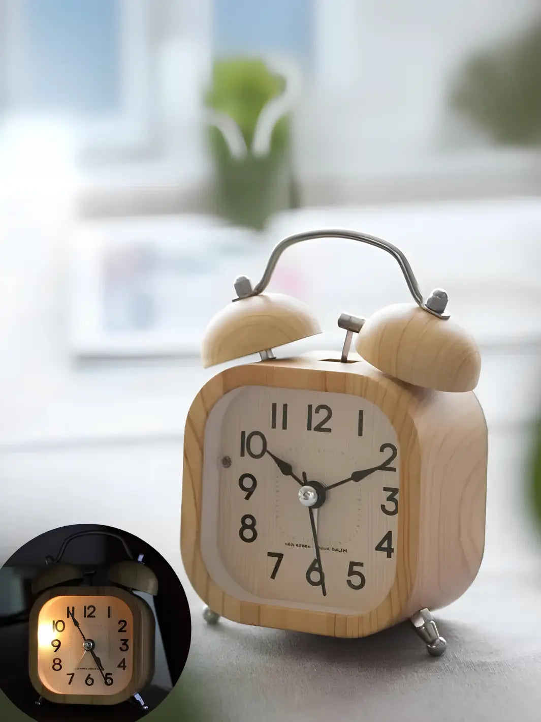 Réveil bois vintage lumineux