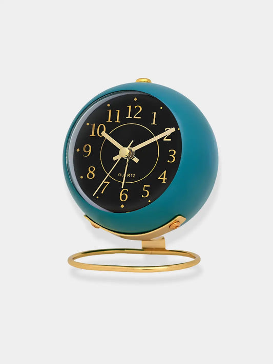Réveil design vintage cadran noir-bleu
