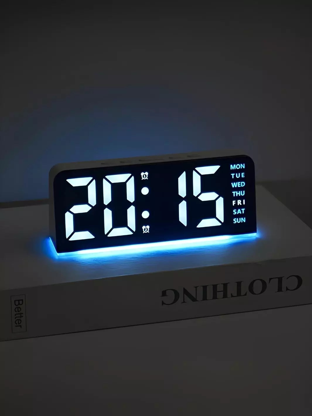 Réveil digital LED lumineux bleu