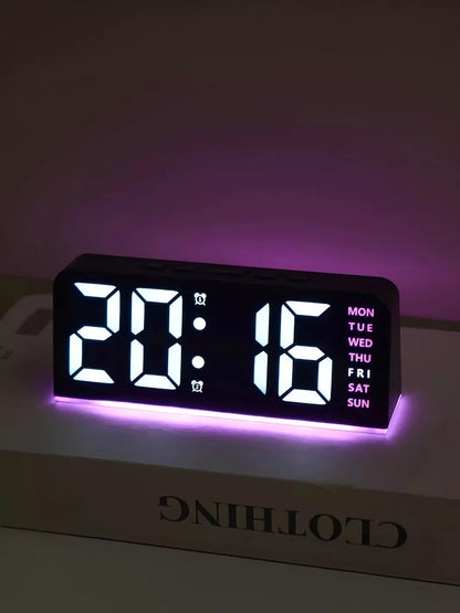 Réveil digital LED lumineux rose