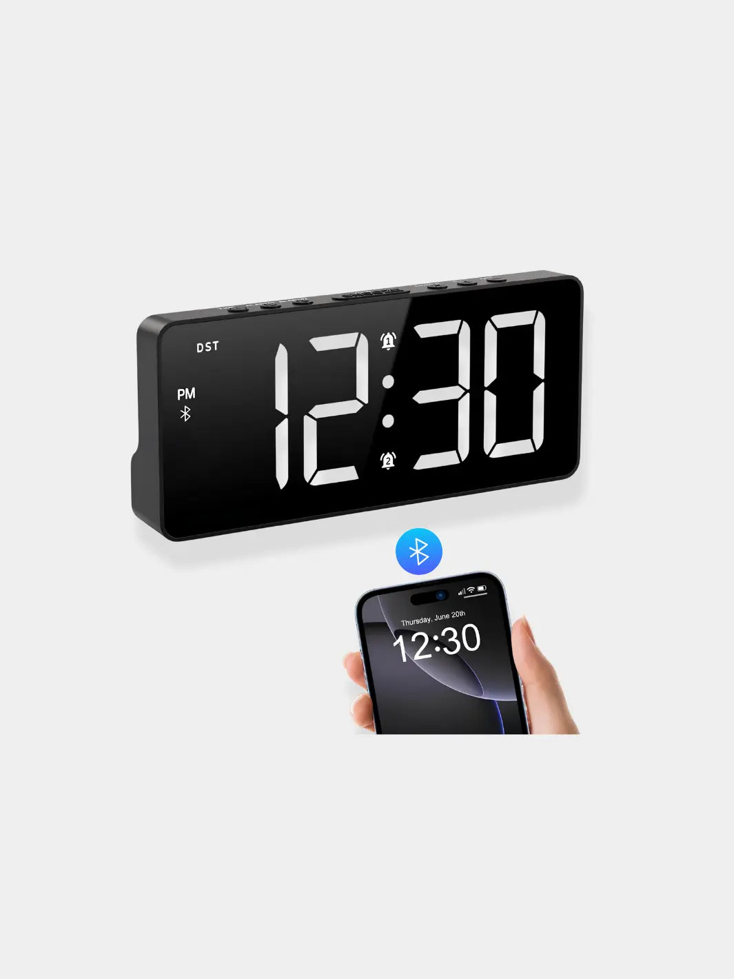 Réveil digital LED à synchronisation Bluetooth