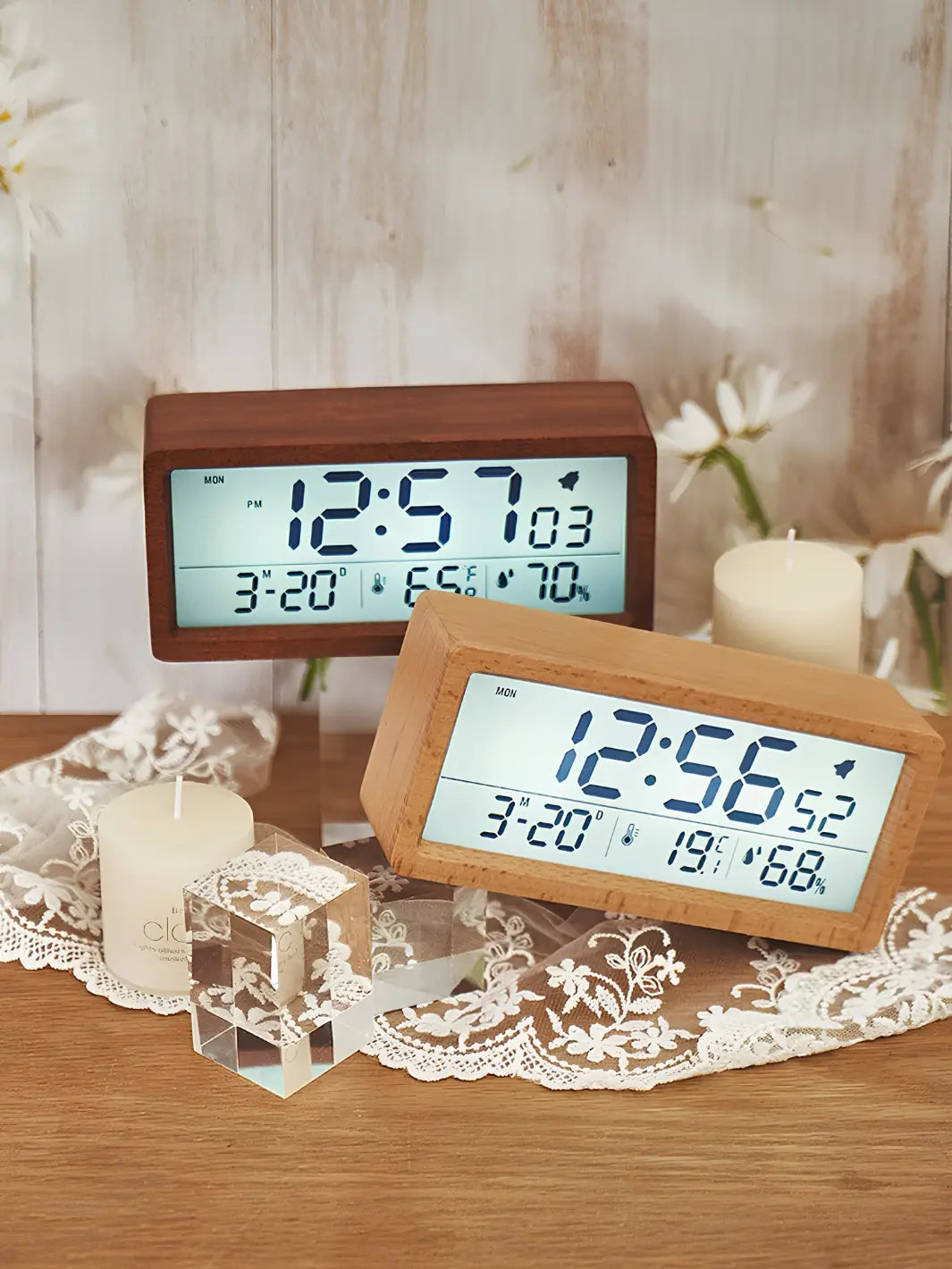 Réveil matin en bois