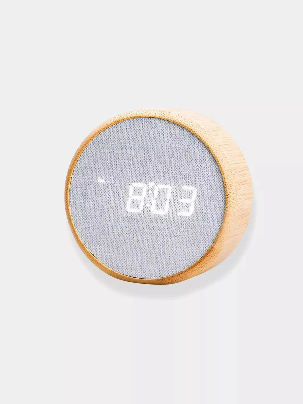 Réveil LED rond en bambou