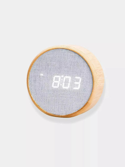 Réveil LED rond en bambou
