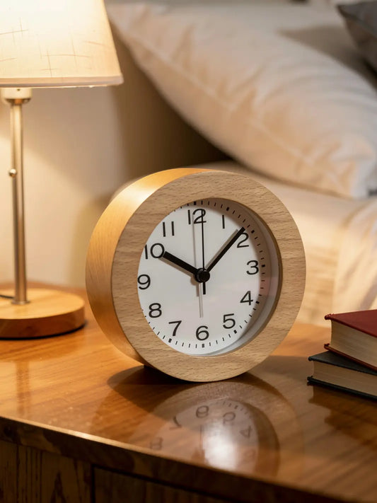 Réveil rond en bois